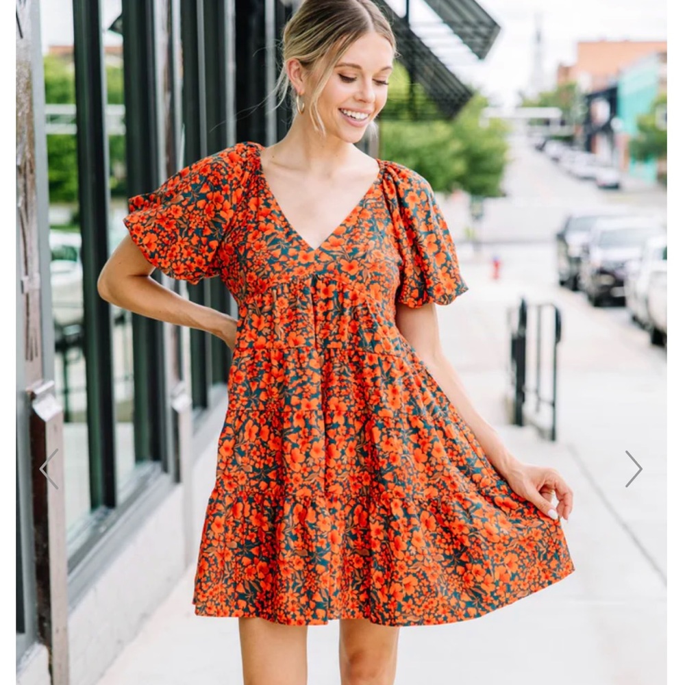 BNWT Right Place Right Time Hunter Green Floral Dress